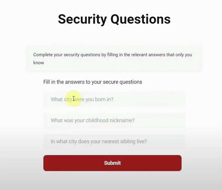 NSFAS Security Questions